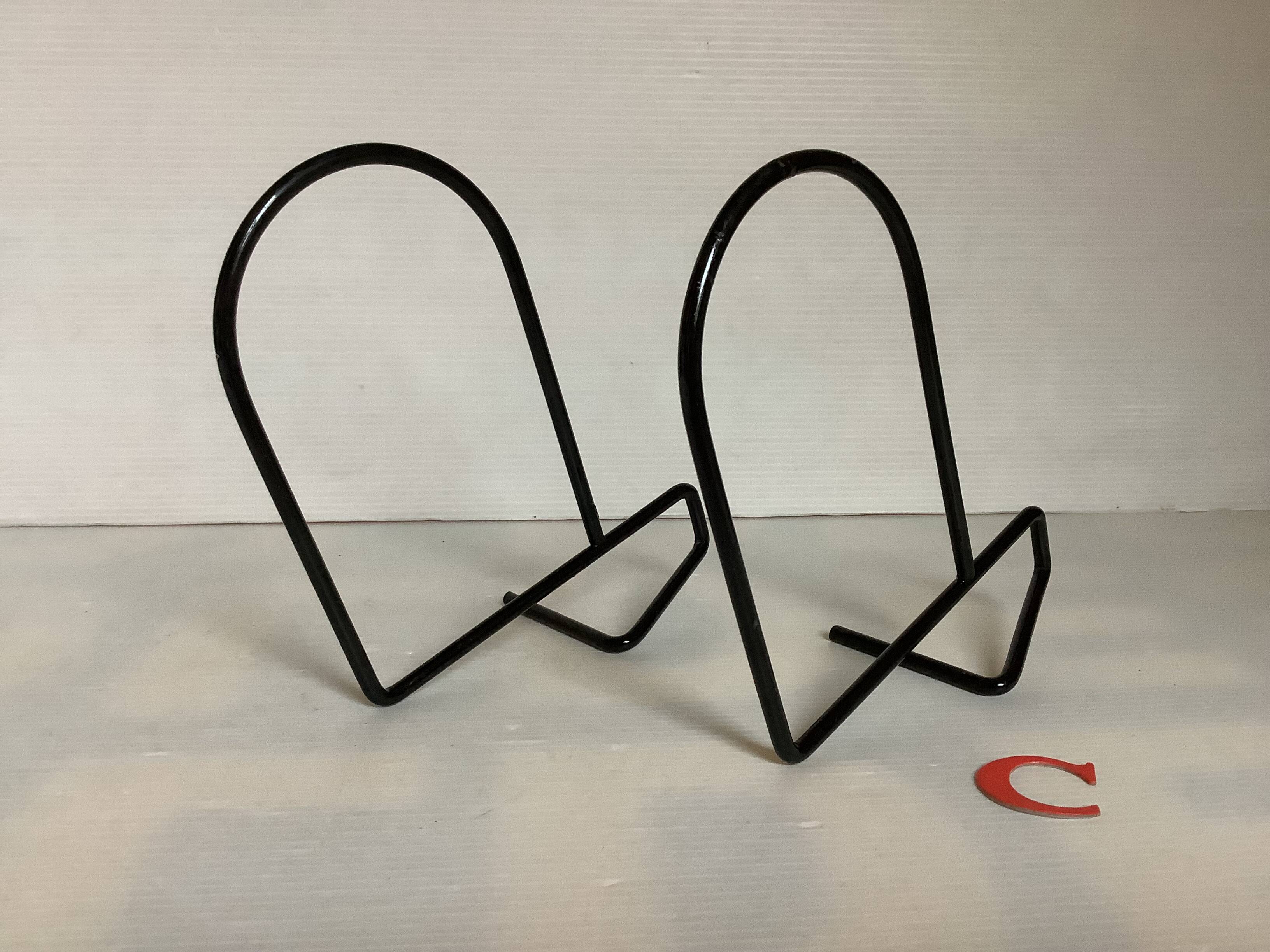 Pair of black metal bookends C