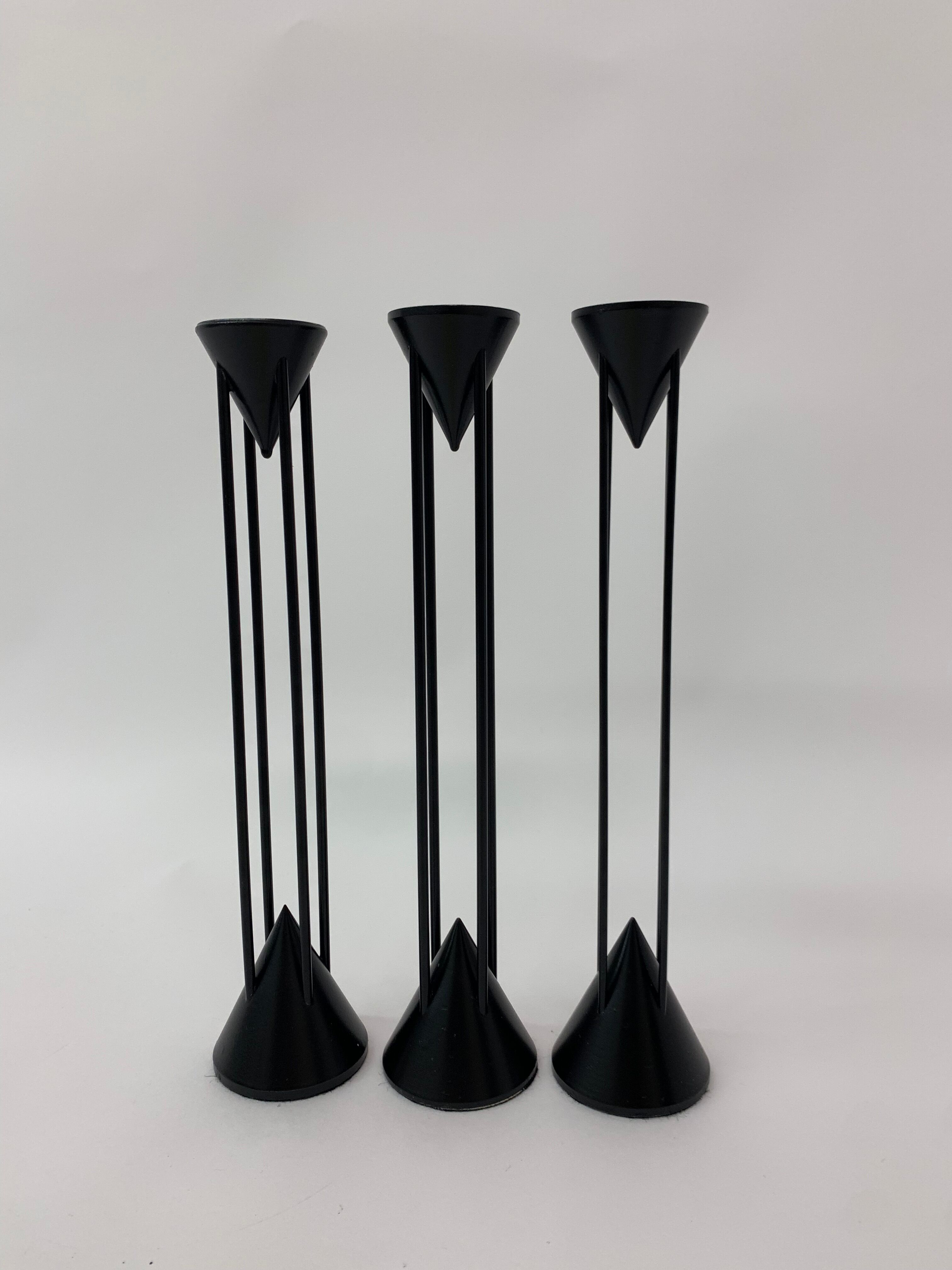 Set of 3 Post Modern candle sticks , 1980's