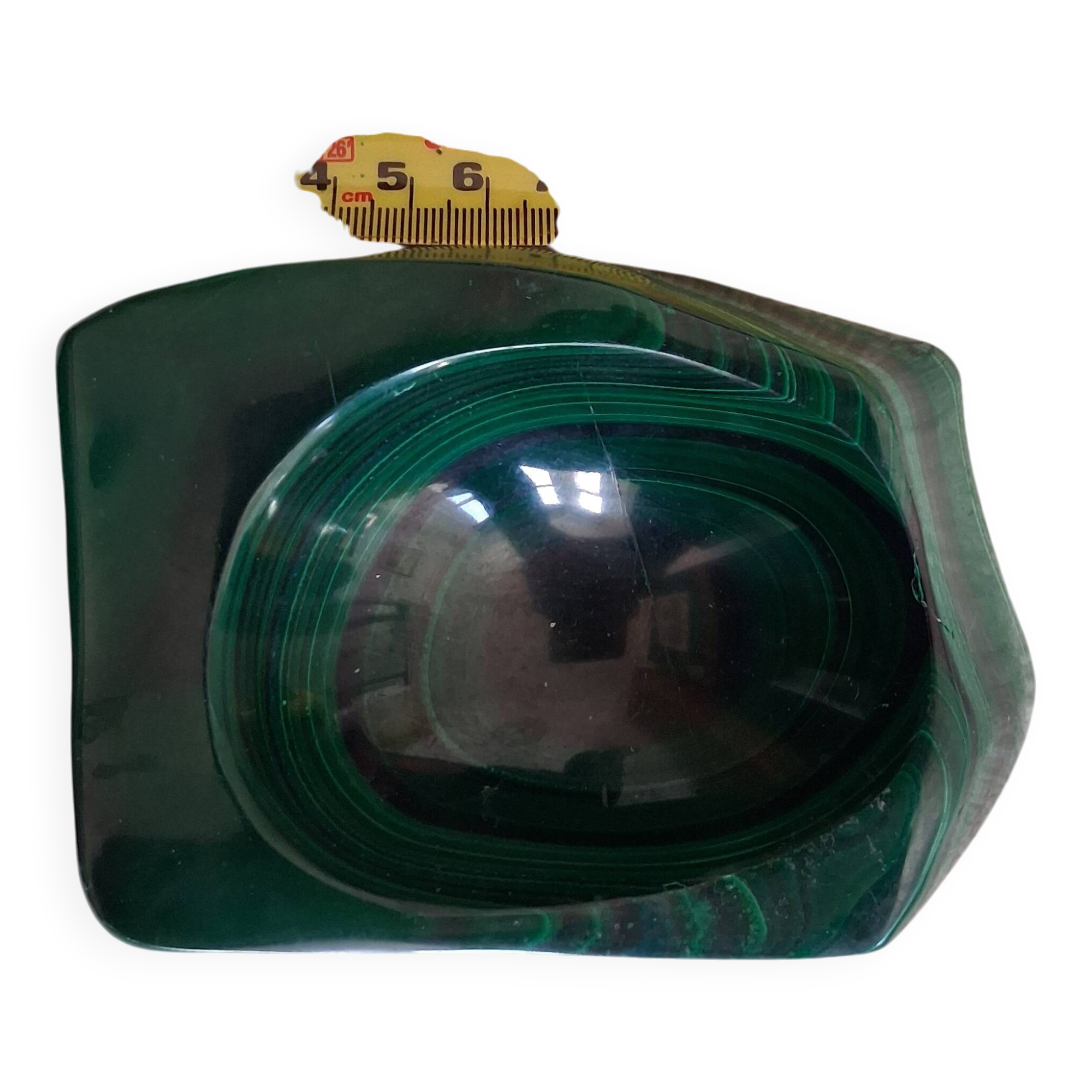 Cendrier en bloc de malachite solide vintage / Vide-Poche — Géométrique lourd de 1,34 kg