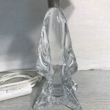 Old moulded glass lamp - lamp-day cream fabric 70vintage
