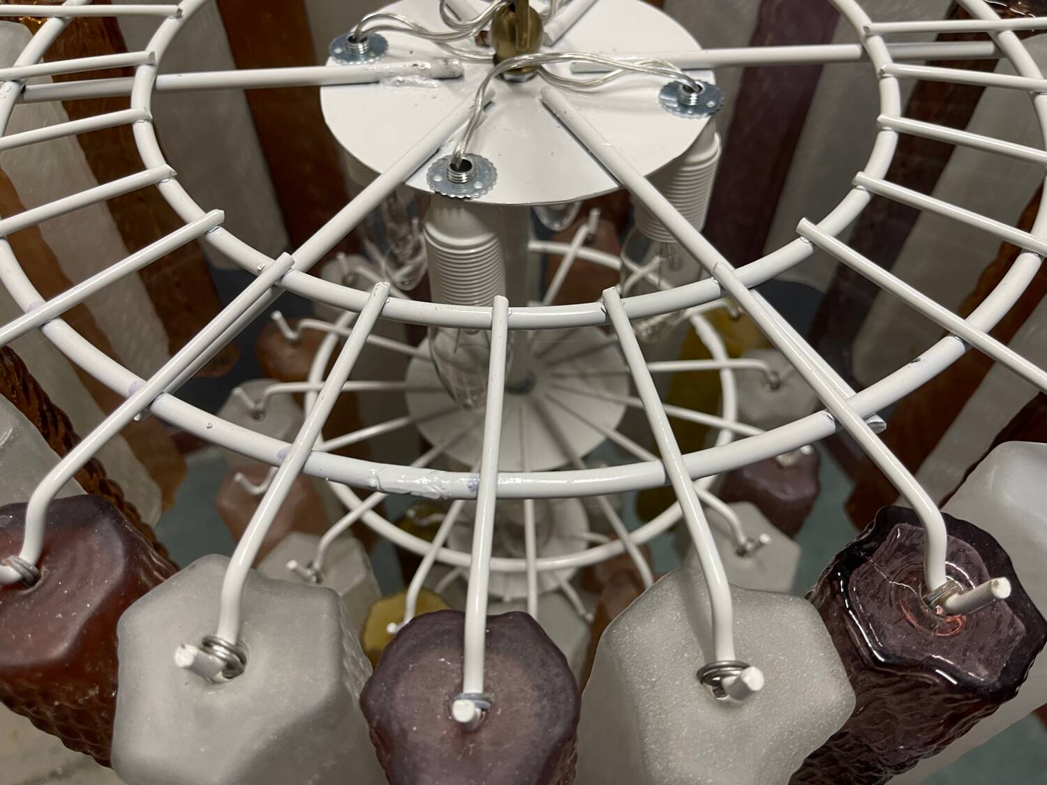 Large Multicolored Murano Glass Tube Chandelier, 1980s