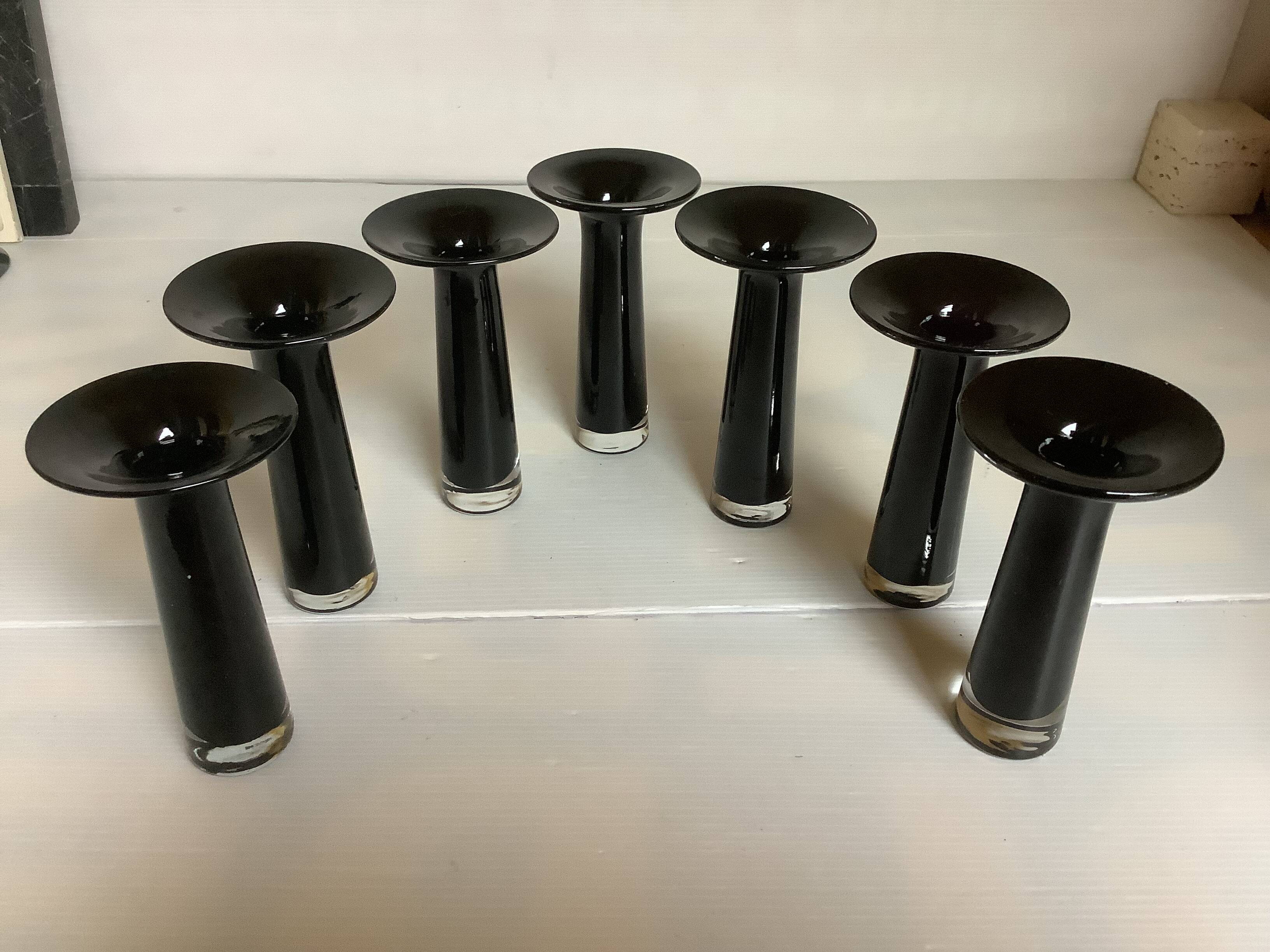 Seven glass paste candle holder vases by Maria Vinka