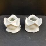 Duo de bougeoirs en porcelaine blanche