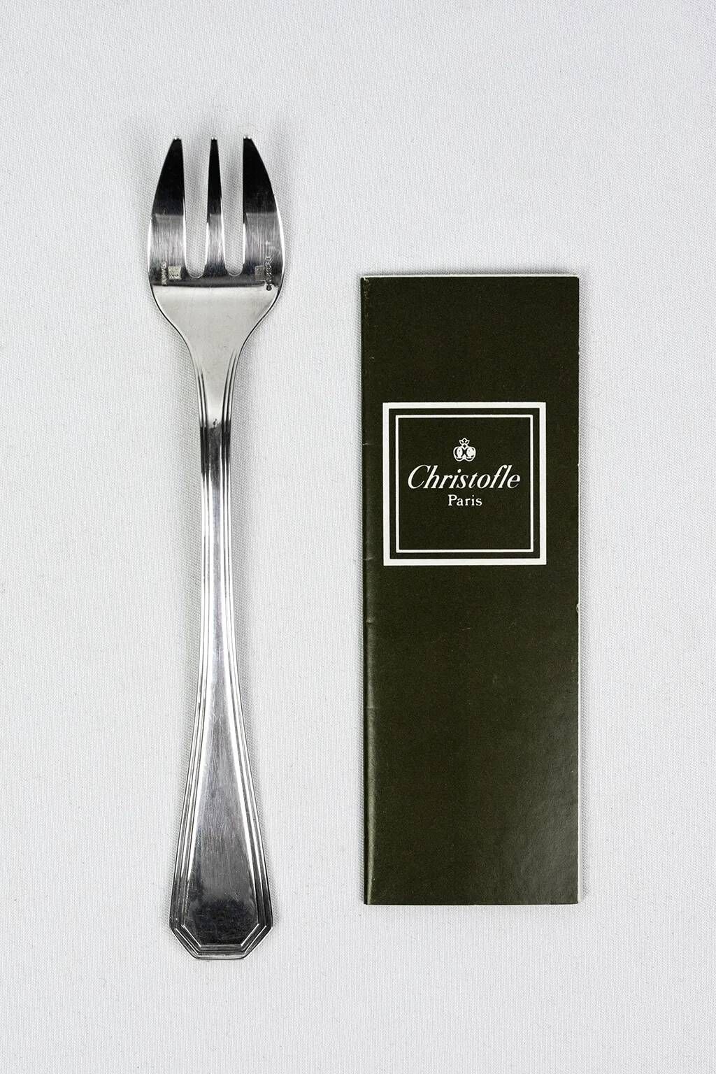 8 Christofle America silver-plated oyster forks, Luc Lanel
