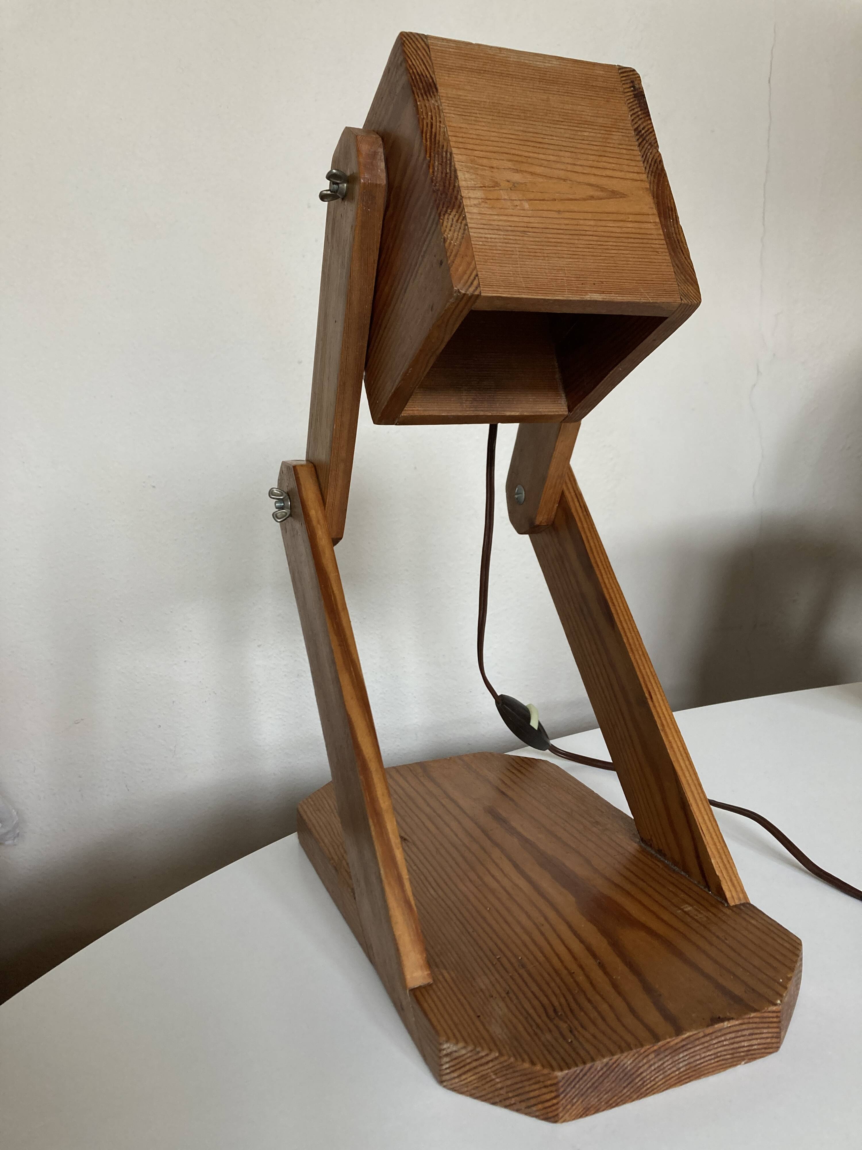 Articulated cocotte lamp in pine wood 1970