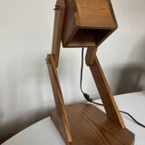 Lampe cocotte articulée en bois de pin 1970