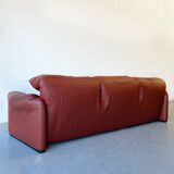 3-seater sofa Cassina Maralunga in red leather