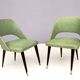 Paire de chaises d'appoint vintage en skaï vert avec pieds en bois noirci, Italie
