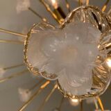 Lustre fleurs blanches murano verre spoutnik ovale en or