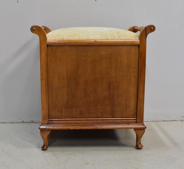 Tabouret porte-revue anglais en acajou blond 1900/1920