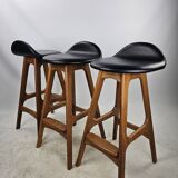 Lot de 3 tabourets de bar en teck d'Erik Buch Danish Design