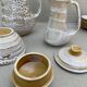 Stoneware coffee set niderviller model fauve - vintage - hand decoration