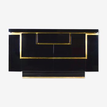 Buffet in black lacquer and brass, 1970