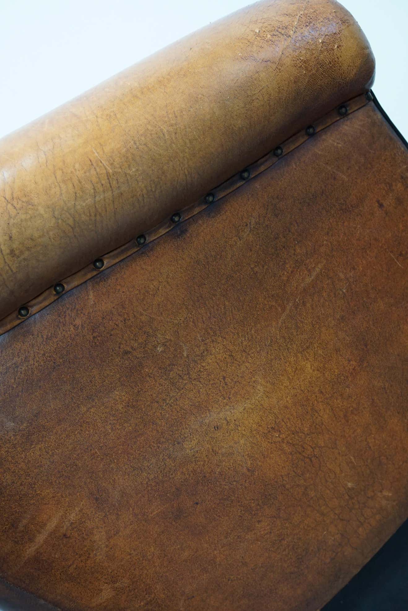 Vintage club chair in cognac-coloured leather Netherlands