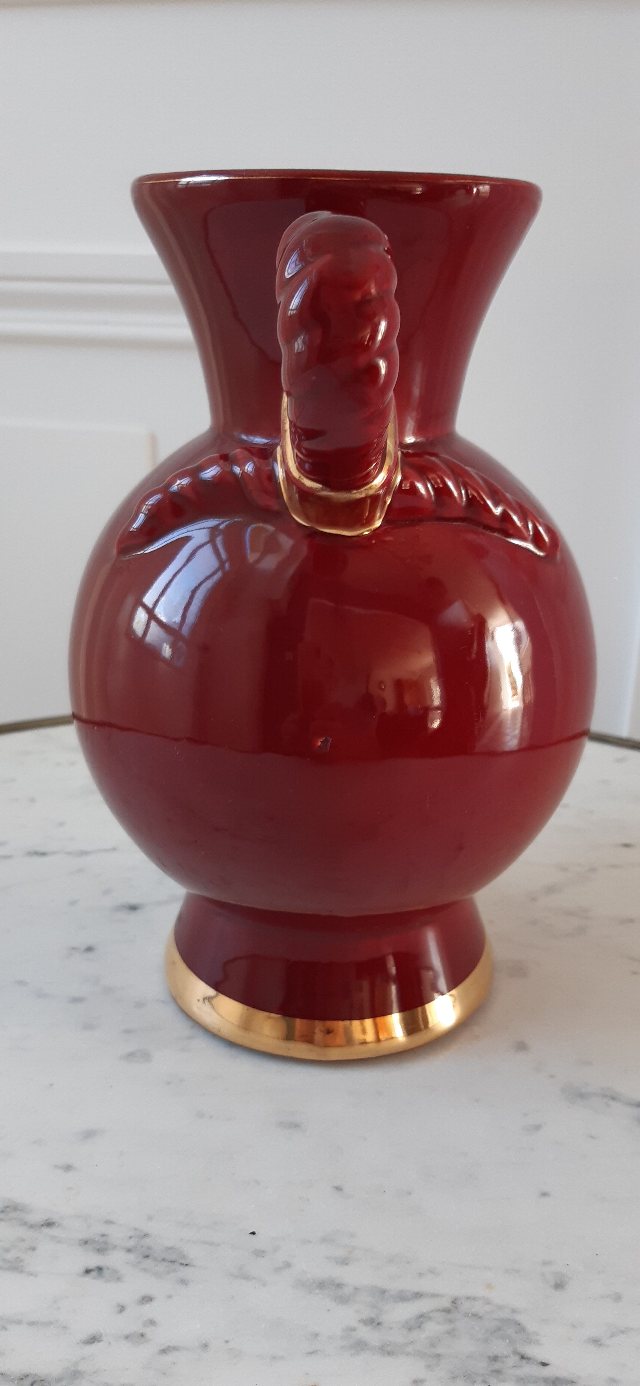 Vase St Clément burgundy and golden 50s