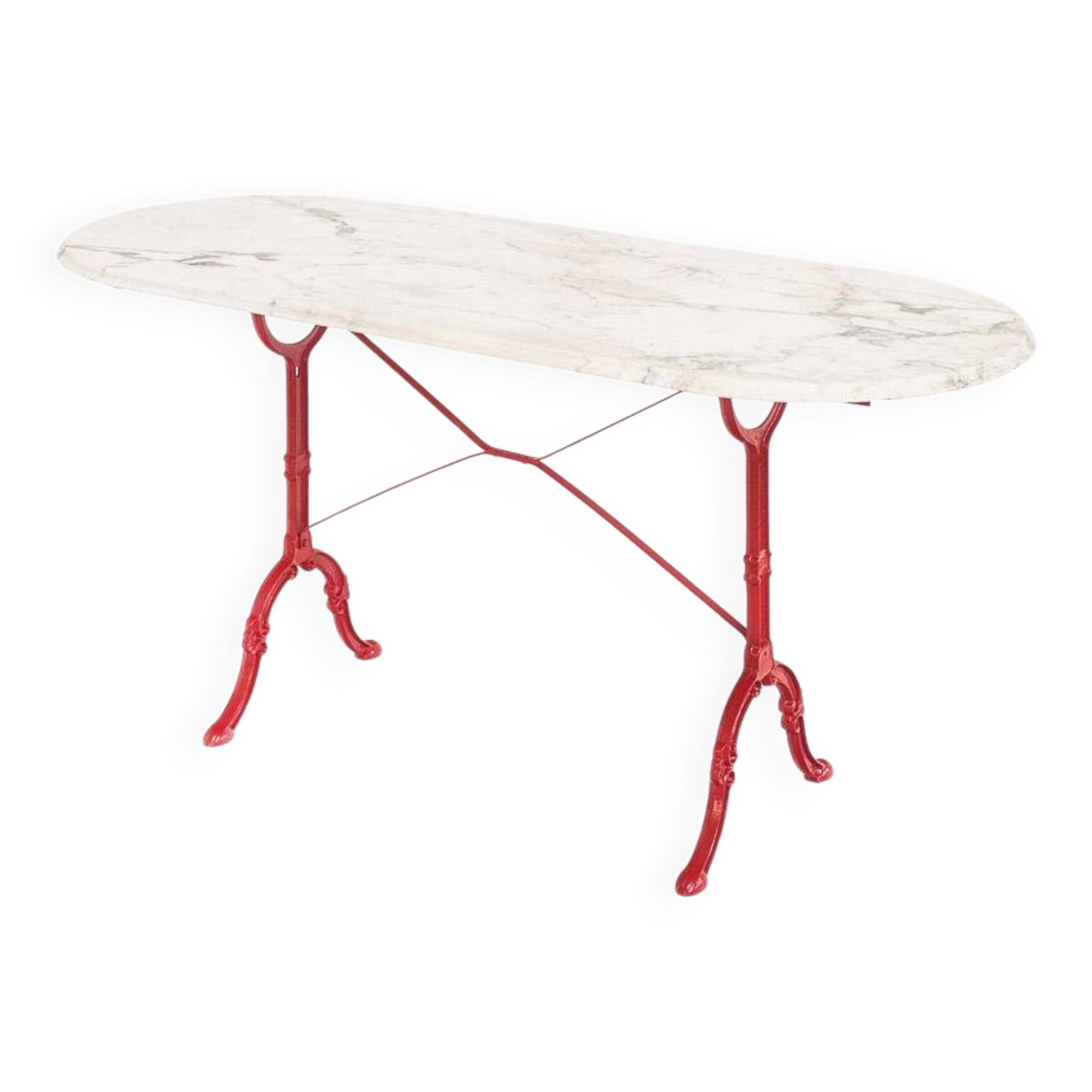 Vintage bistro table. Cast iron and marble. France, 1950s.