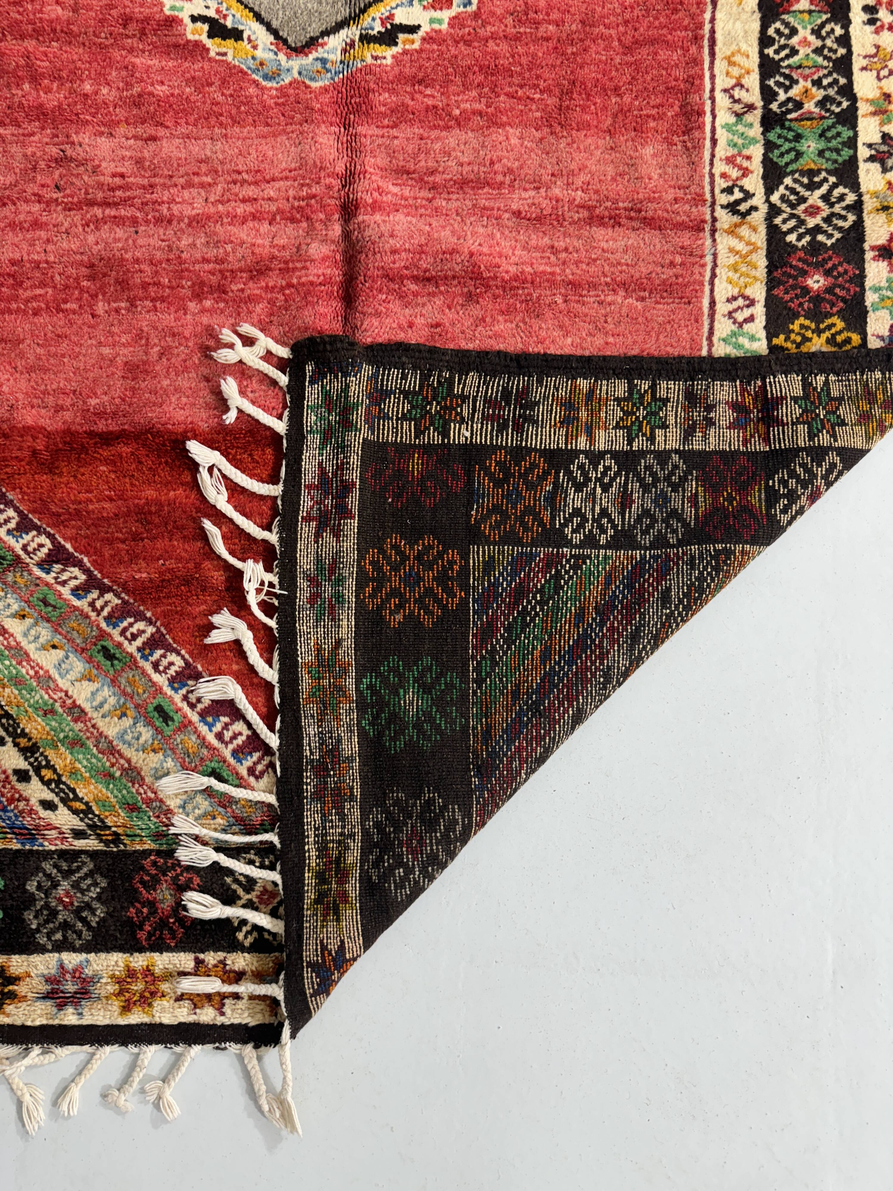 Vintage Red wool rug, Berber Antique Taznakht rug.
