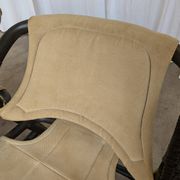 2 Vintage Espri Safari Lounge Armchairs / Rare Mid-century Black Bamboo and Beige Fabric Easy C