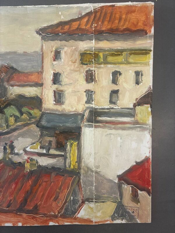 Tableau, vue de Saint Raphaël par Robert Fleurent, 1964