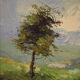 Italian signed painting countryside landscape from 20th century