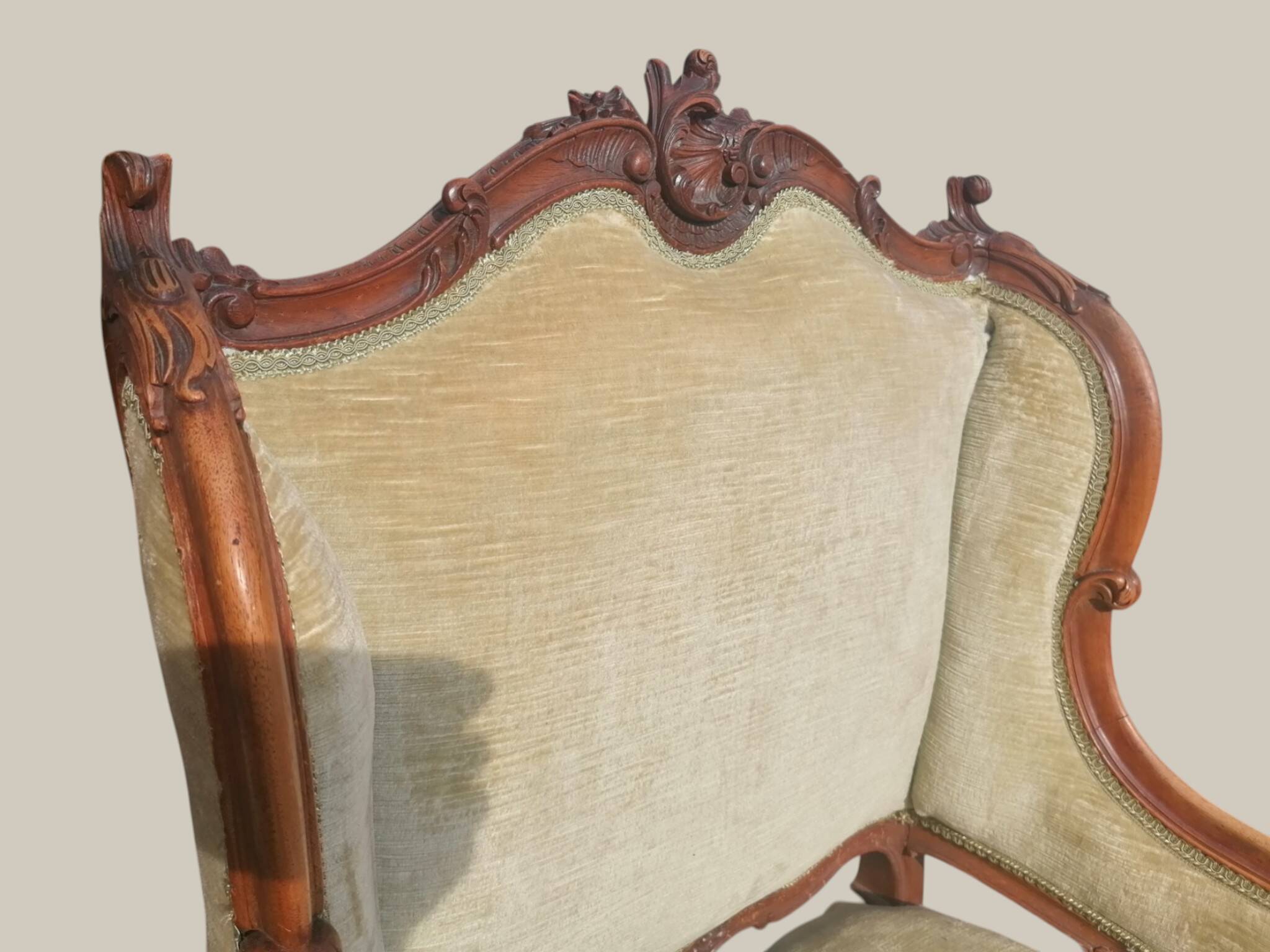 Salon Rocaille / Rococo - 2 fauteuils & 2 chaises - Noyer XIXe