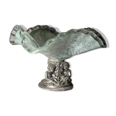 Coupe, centre de table la Meridiana en verre soufflé sur piédouche argenté