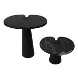 Mid Century Angelo Mangiarotti Pair of Eros Black Marble Side Tables Italy