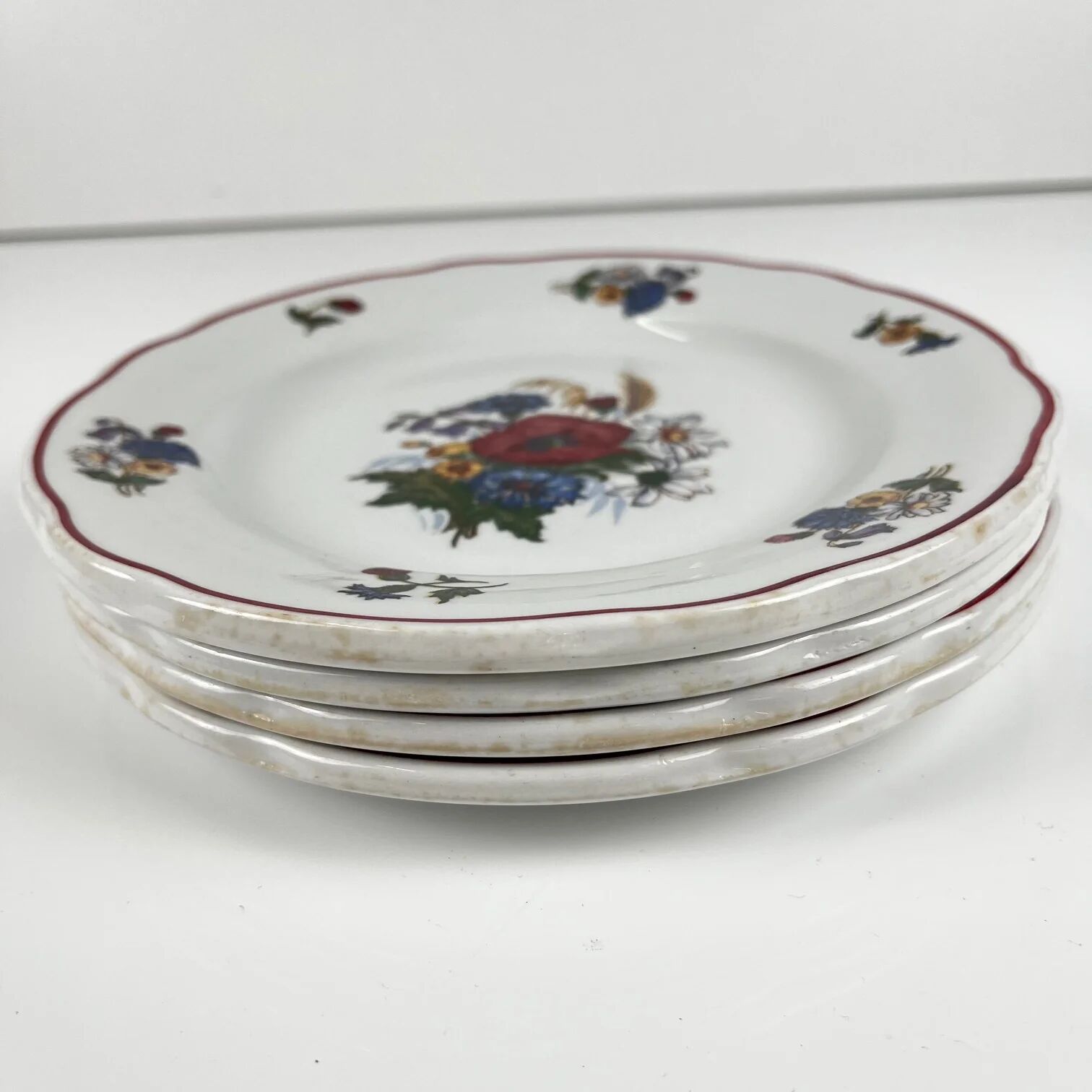 Set de 4 assiettes à dessert "Agreste", Sarreguemines, fin XXe, Pyroblan
