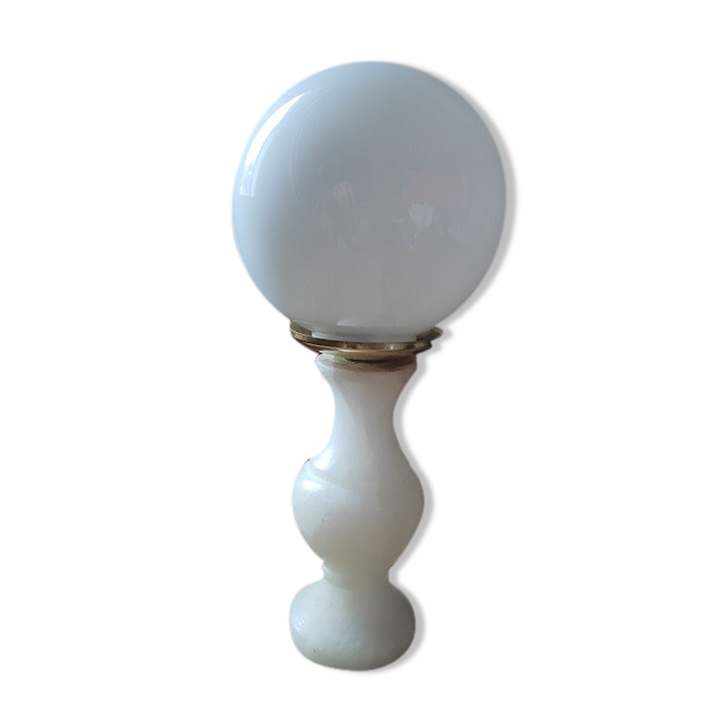 Original bedside desk lamp Base Marble White Globe opaline old vintage