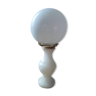Lampe de bureau chevet originale base marbre blanc globe opaline ancien vintage