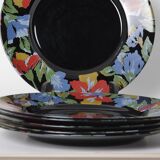 6 assiettes plates Arcoroc noires