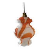Seventies orange and white marbled pendant light
