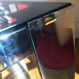 Table basse en méta chromé et verre fumé, années 1980