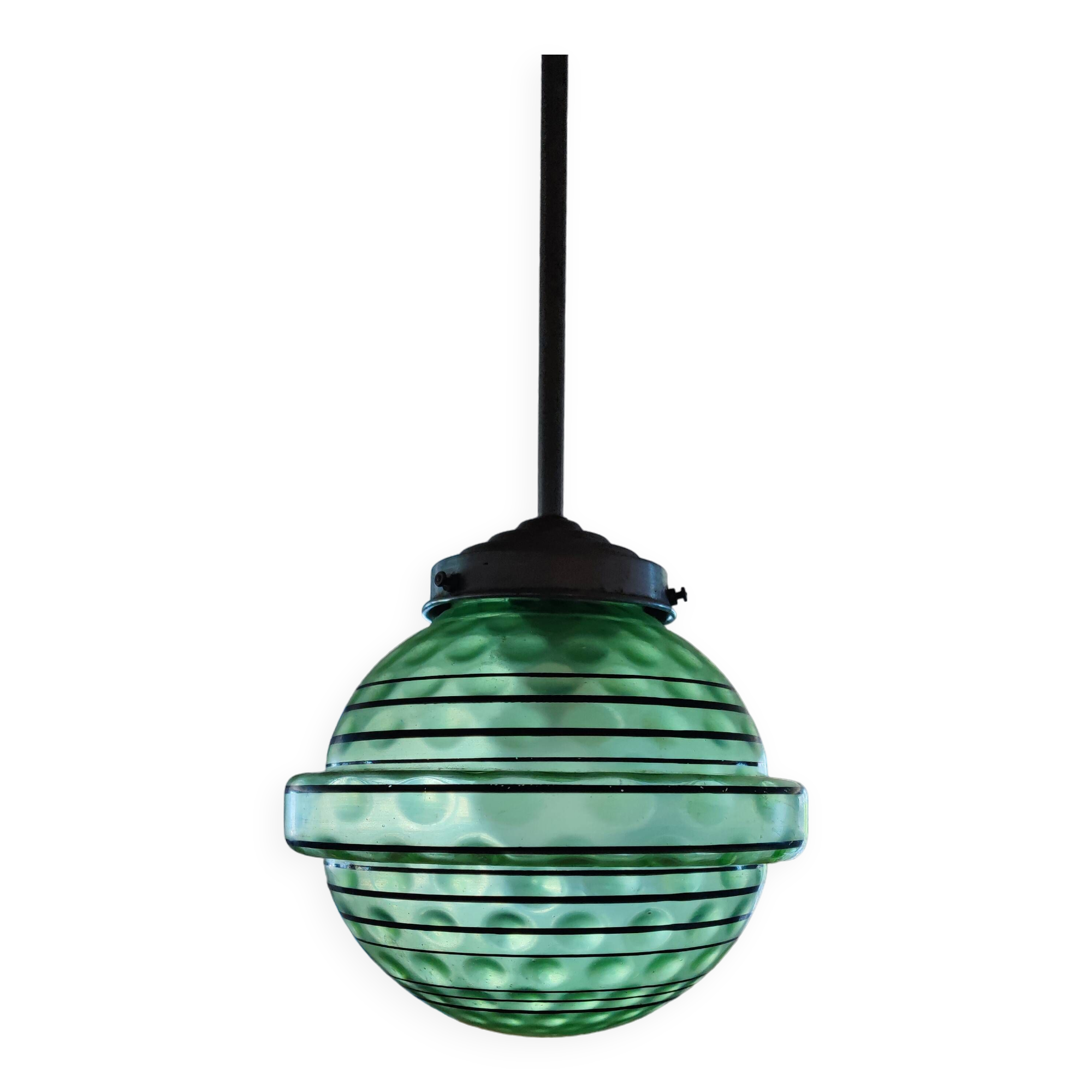Art Deco pendant light with a blown glass globe, 1930s.