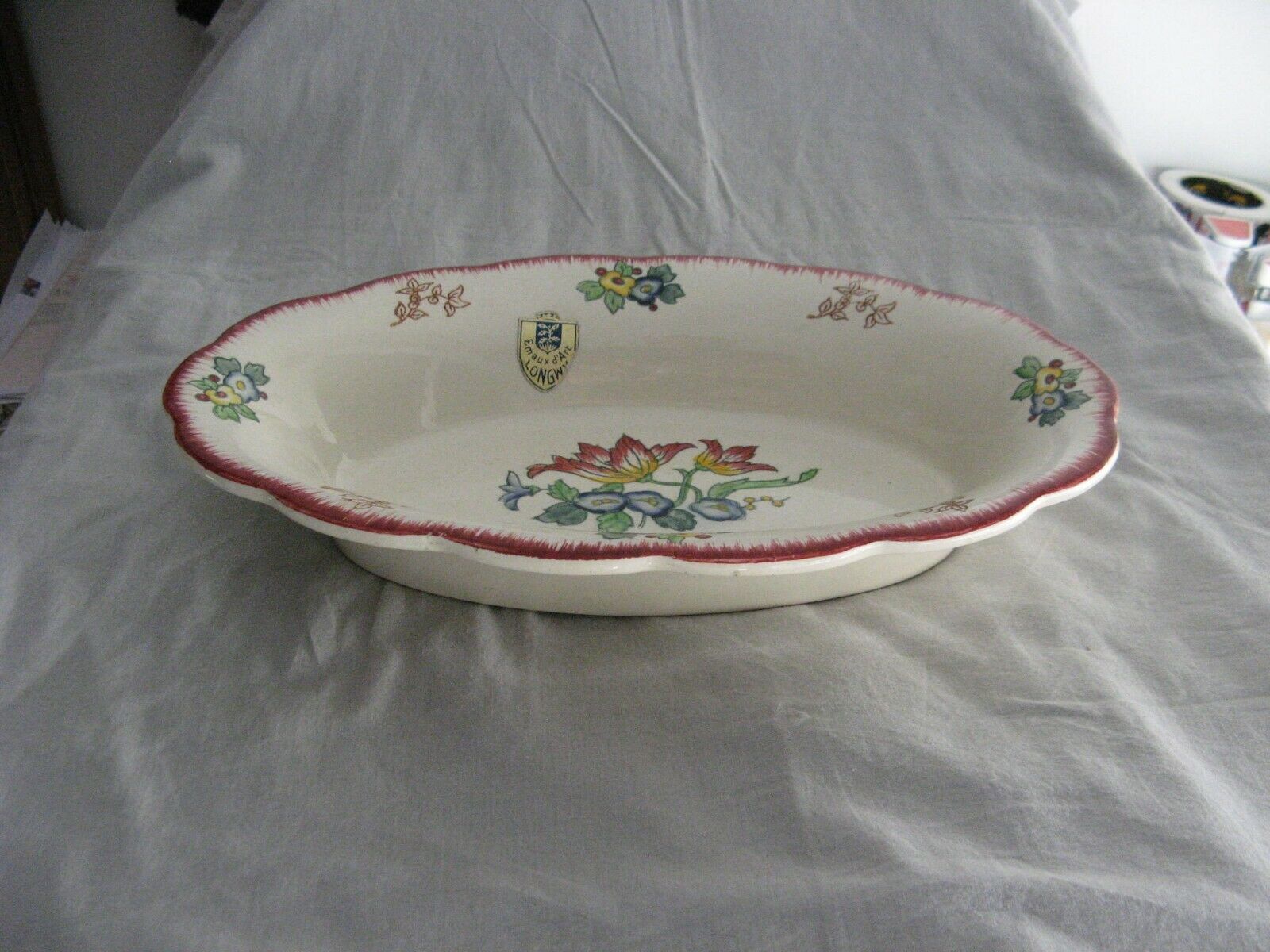 Longwy earthenware basket decorated Marseille around 1930