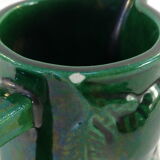 Pitcher vintage green slurry in faience of st clement with fruit