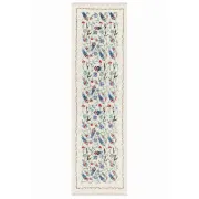Hand-Knotted Silk Runner Rug for Hallway, Ivory Floral Vine Design Rug for Kitchen