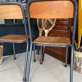 Pair of wooden and metal children's chairs