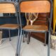 Pair of wooden and metal children's chairs