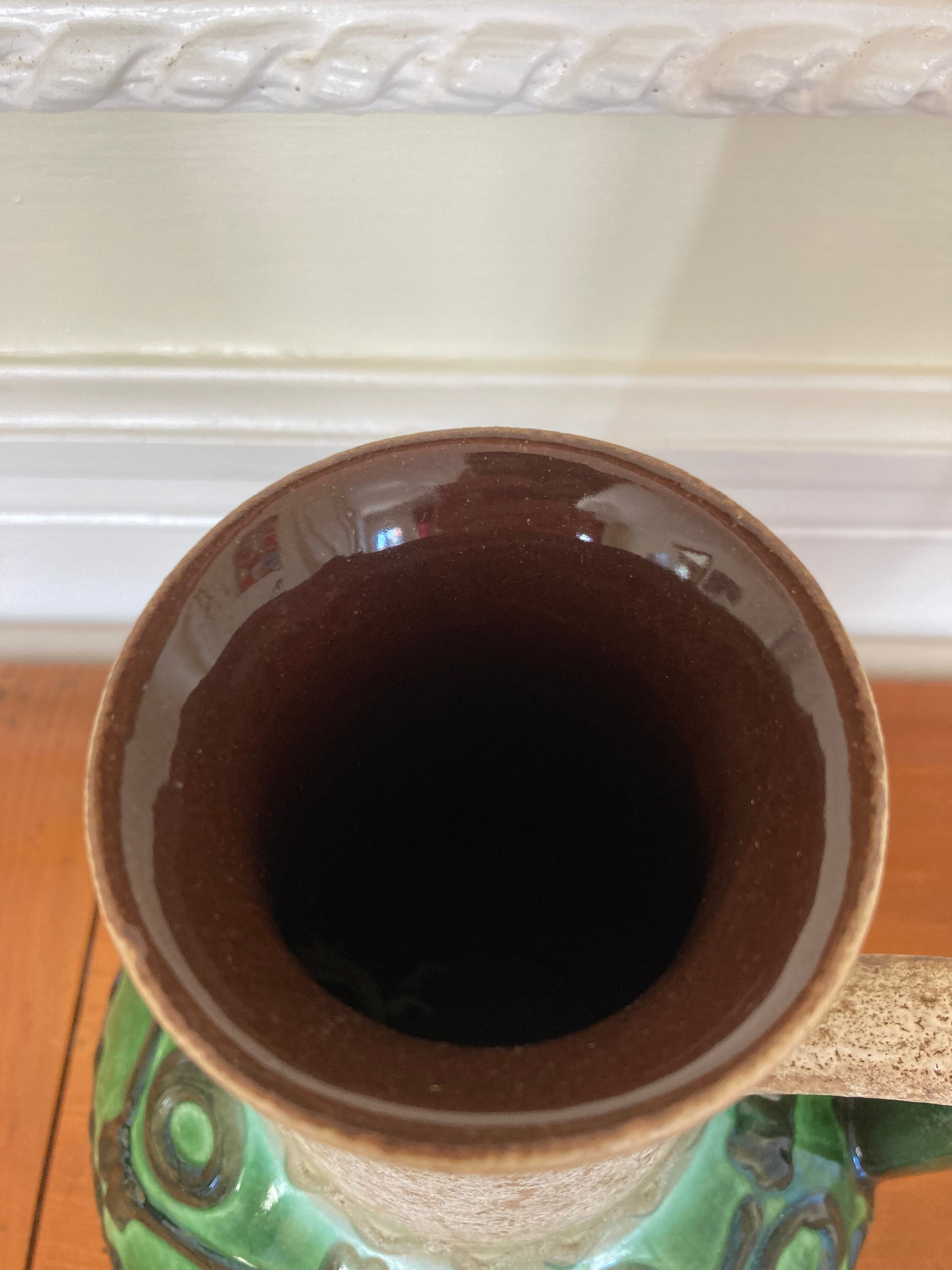 Emerald glazed ceramic pitcher vase