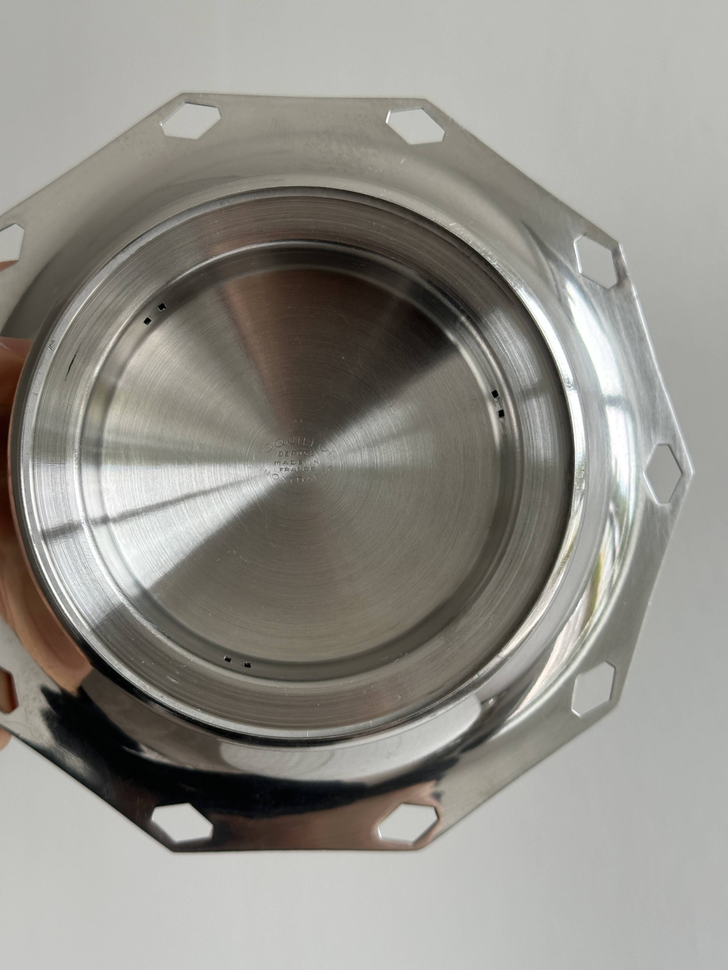 Coquillor butter dish in shiny silver metal