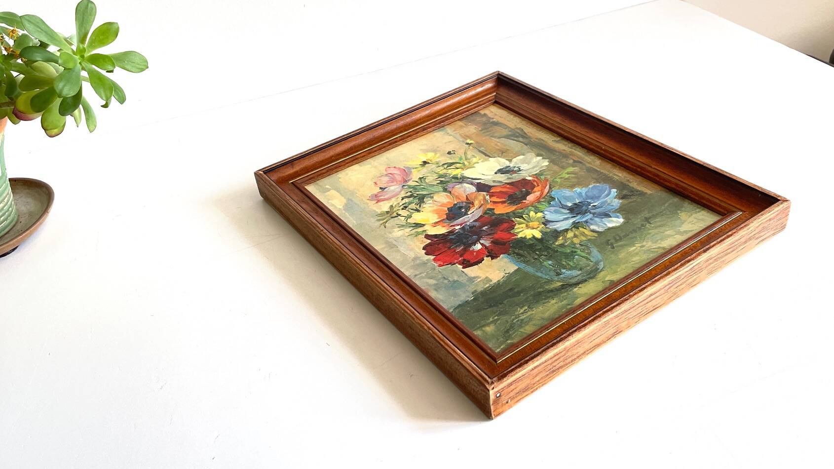 TABLEAU Vintage Bouquet aux ANEMONES