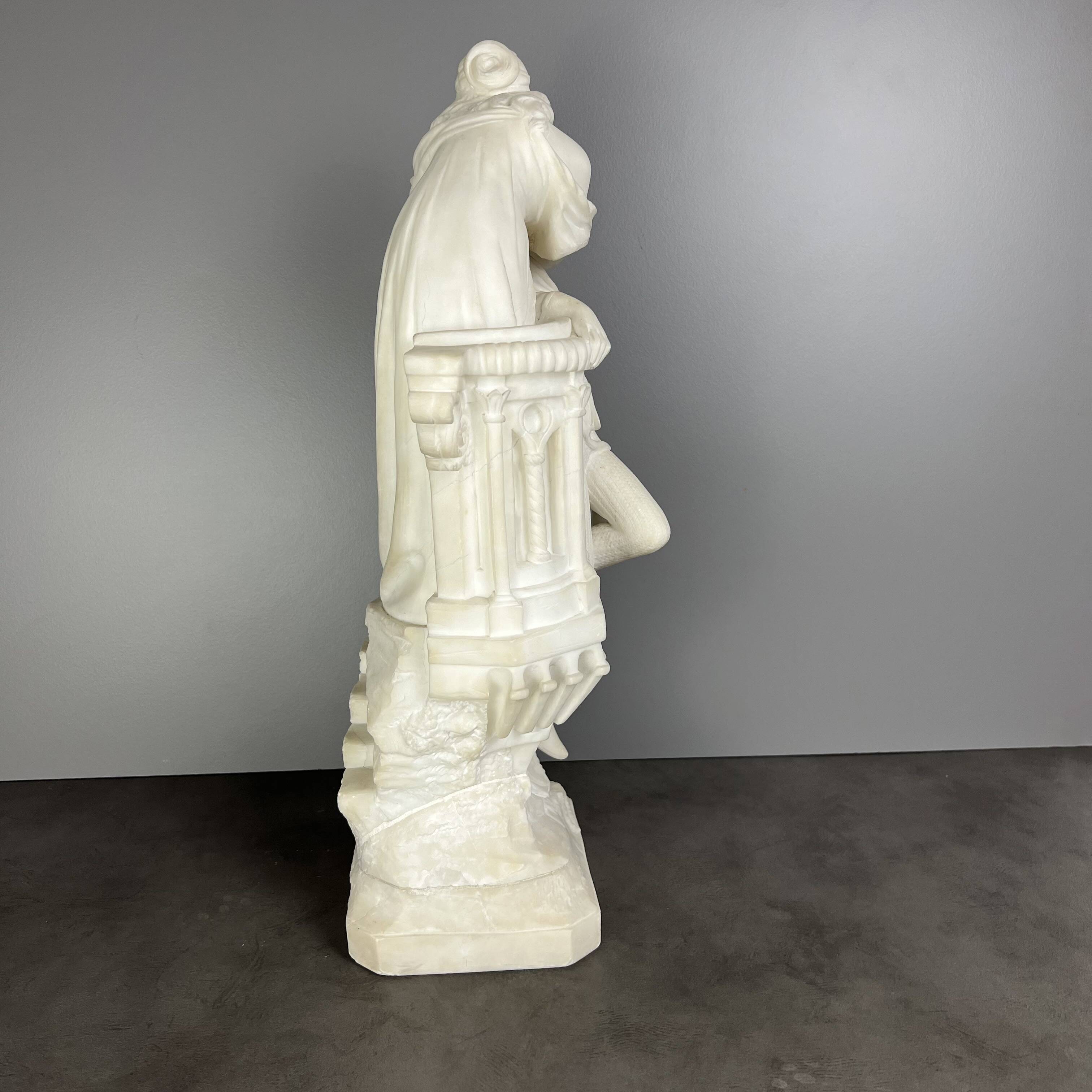 Large Romantic Alabaster Sculpture, Italy, late 19th century, Romeo and Juliet