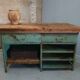 Industrial workbench kitchen island sideboard sea green with drawers
