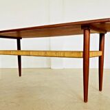 Vintage Danish mid-century teak and rattan coffee table 1960s