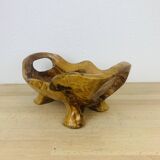 Coupe à fruit en bois d'olivier brutaliste