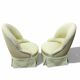 Paire de fauteuils crapaud tapissés pastel vert pomme