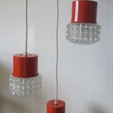 Orange suspension 70's glass 3-globe
