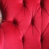 Wooden armchair carved baroque style in burgundy red velvet