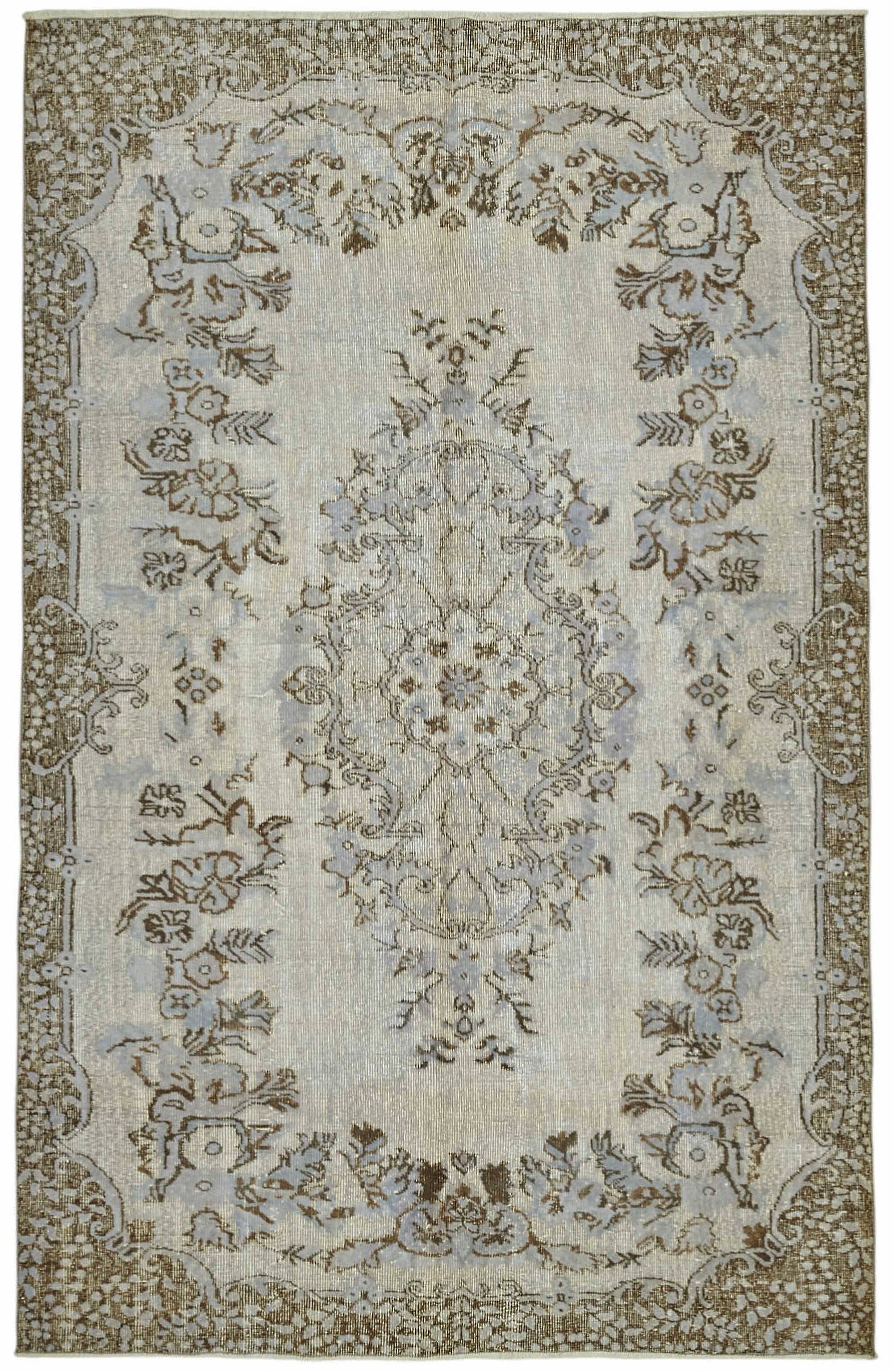 Overdyed Wool Vintage Handmade Carved Rug 178 cm x 275 cm